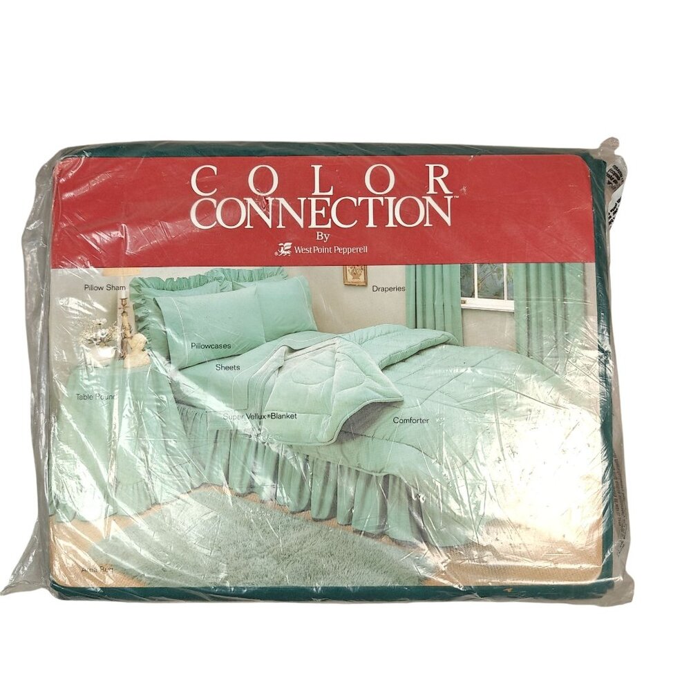 Vintage King Flat Sheet West Point Pepperell No-Iron Percale Cotton Blend